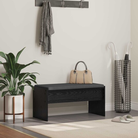 vidaXL Gangbenk med pute Svart Eik 83 x 38 x 40 cm