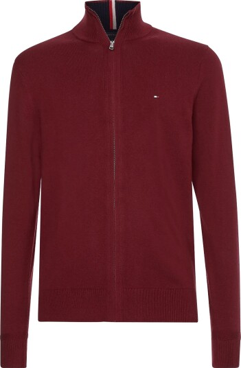 Tommy Hilfiger Pima Org Ctn Cashmere Zip Thru Burgundy S