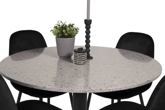 Venture Design Razzia & Polar spisegruppe Grå/svart 4 st stoler & bord 106 cm