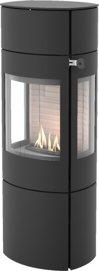 Caro 130 svart frittstående biopeis med sideglass og ståldør Caro 130 svart frittstående biopeis med sideglass og ståldør