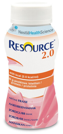 Resource 2,0 + Fibre næringsdrikk jordbær, 4x200 ml Resource 2,0 + Fibre næringsdrikk jordbær, 4x200 ml