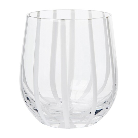 Broste Copenhagen Stripe drikkeglass 35 cl Clear-white stripes Broste Copenhagen Stripe drikkeglass 35 cl Clear-white stripes