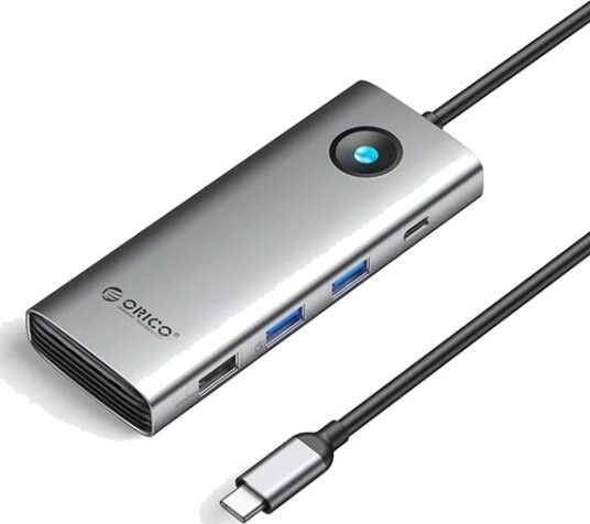 ORICO PW11 8-i-1 USB-C 3x USB-A USB-C 3.0 HDMI 4K VGA Gigabit Ethernet PD 100 W grå PW11-8PC-GY-BP