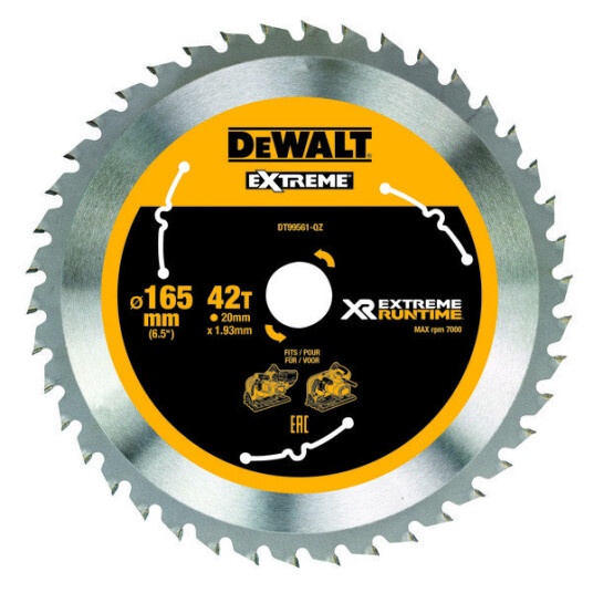 Dewalt Sirkelsagblad xr 165x20x42t dt99561 flexvolt
