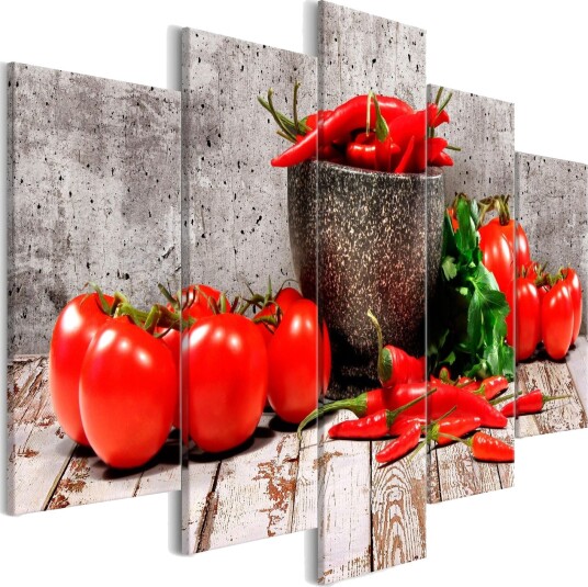 Bilde Red Vegetables 5 Parts Concrete Wide 100x50 Artgeist sp. z o. o.