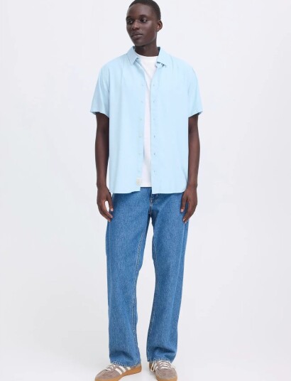 Blend Bhbobby Linen S/S Blue XL Blend Bhbobby Linen S/S Blue XL