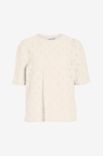 Vila Topp viMelanie S/S Pointelle Top Beige