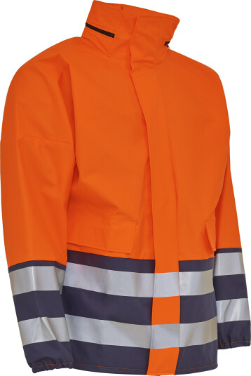 Elka PU visible regnjakke - Fl.orange/Marine - XL