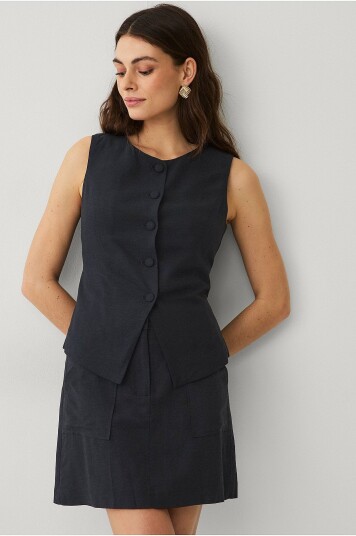 Ellos Collection Vest i linblanding Svart Ellos Collection Vest i linblanding Svart
