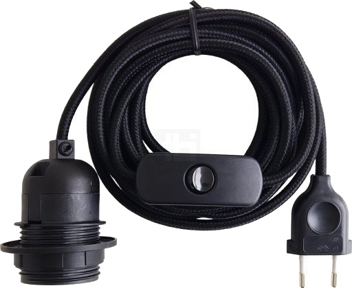 TBI ledning med E27 fatning og bryter sort TBI ledning med E27 fatning og bryter sort
