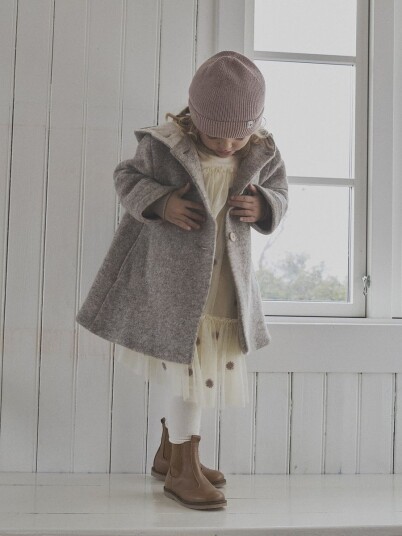 Huttelihut Camel Melange Frakk Hette Ull W. Lining 98