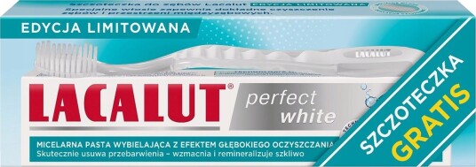 Whitening Tannkrem LACALUT Perfect White 75 ml. + Tannbørste