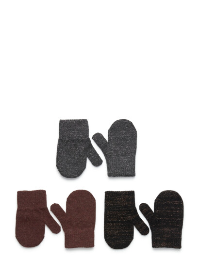 Mikk line Magic Mittens 3 Pack W. Lurex Grey 2 4Y