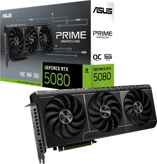 ASUS GeForce RTX 5080 Prime EVO OC Grafikkort 16GB GDDR7 PCIe 5.0 HDMI DP 2.1 ASUS GeForce RTX 5080 Prime EVO OC Grafikkort 16GB GDDR7 PCIe 5.0 HDMI DP 2.1