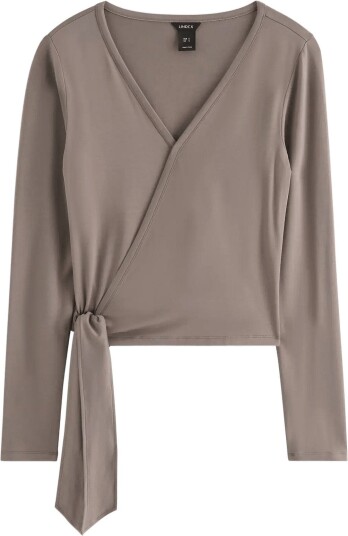 Lindex Long Sleeved Wrap Top Khaki green M