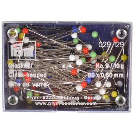 Prym Knappenåler Glasshode Ass farger 0,6x30mm 10 g