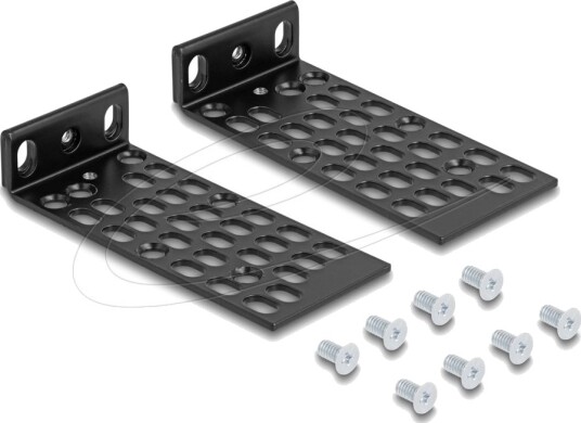 Delock Monteringsbrakett Universell Rackmonterbar Svart 1U En Pakke 2 Deler 67281