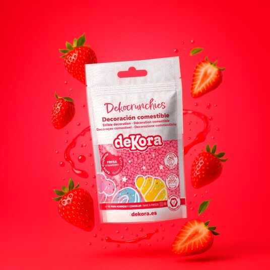Jordbærstrøssel Dekocrunchies Fra Dekora 100g Jordbærstrøssel Dekocrunchies Fra Dekora 100g
