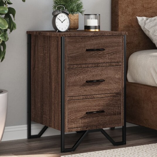 Nattbord brun eik 40x41x60 cm konstruert tre 848528