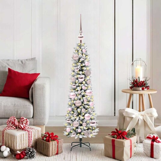  Kunstig juletre Grønn og hvit 120 cm PVC og Metall og Plast