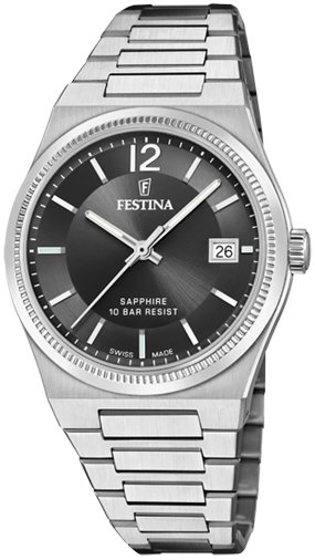 Festina Dameklokke F20035 6 Swiss Made Sort/Stål Ø35 mm