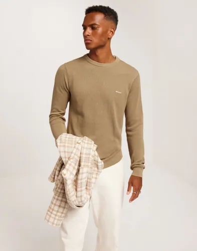 Gant Cotton Pique C-Neck Strikkegensere Beige