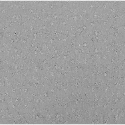 Bomullsstoff med broderi 135cm 764 Grå - 50cm