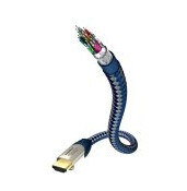 in-akustik Premium High Speed HDMI Cable With Ethernet - HDMI-kabel med Ethernet - HDMI hann til HDMI hann - 2 m - trippel beskyttelse - blå, sølv - 4K-støtte