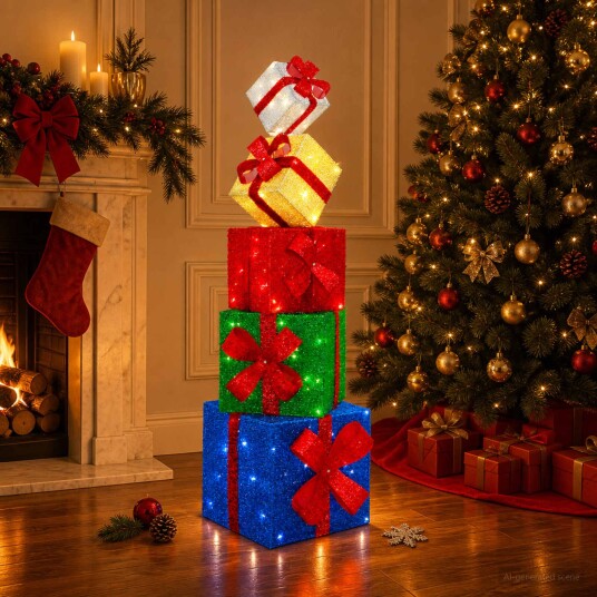 vidaXL Gaveeske juledekorasjon 5 stk. 125 LED-lys Varmhvit