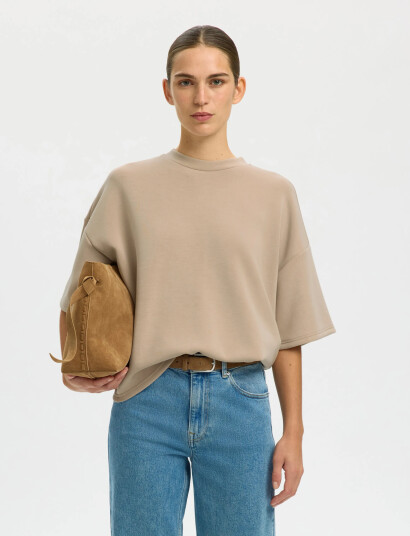 Selected Slfoversized Tenny Tee Noos Beige XL Selected Slfoversized Tenny Tee Noos Beige XL