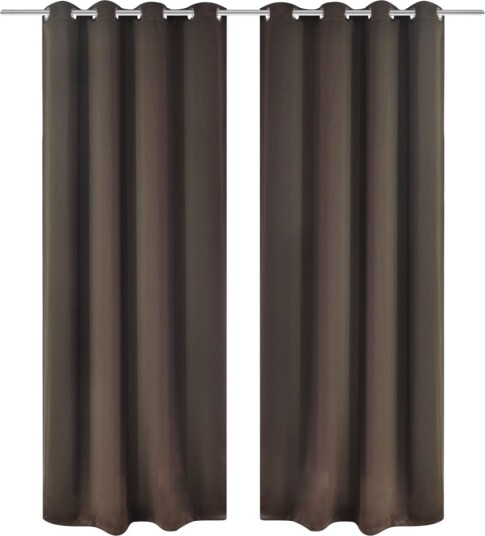 vidaXL Lystette gardiner 2 stk med metallmaljer 135x175 cm brun