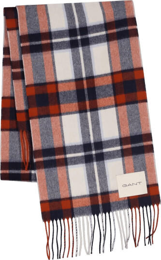 Gant Checked Wool Scarf - Cream - ONE SIZE
