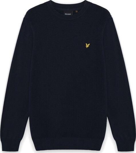 Lyle & Scott Panelled Waffle Crew Neck Jumper Navy S