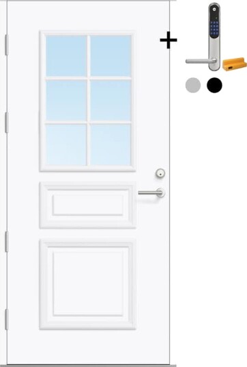 Ytterdør Bygg1 Fjord 03 Klarglass med Yale Doorman Classic Home