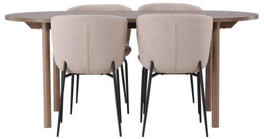 Venture Design Andy & Modesto spisegruppe Beige/natur 4 stoler & bord 180 x 90 cm