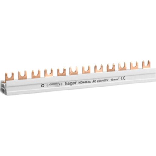 Hager Insulated busbar 4p 63a fork 10mm2 12m (3250613740931) Hager Insulated busbar 4p 63a fork 10mm2 12m (3250613740931)