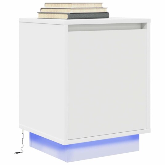  Nattskap med LED-lys Hvit 38x34x50 cm 8721158701848