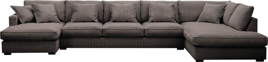 Rossita Lyx 6 seters venstrevendt U formet ekstra dyp sofa med divan og sjeselong i manchester Brun