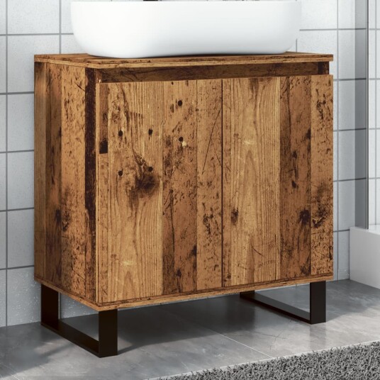 Baderomsskap gammelt tre 58x33x60 cm konstruert tre 8721158444615