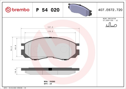 Bremseklosser BREMBO P 54 020