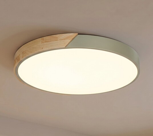 Lynorri LED taklampe Ø 51 cm grønn treutseende – PRIOS   Stue   Moderne   Plast   Rund