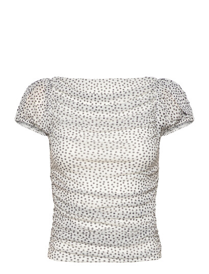Gina Tricot Puff Sleeve Mesh Top White L Gina Tricot Puff Sleeve Mesh Top White L