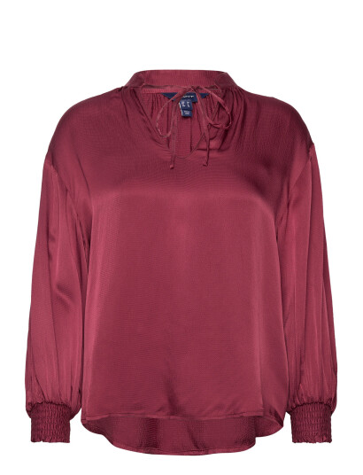 GANT D1. Stand Collar Pop Over Blouse - Burgundy - 34 GANT D1. Stand Collar Pop Over Blouse - Burgundy - 34