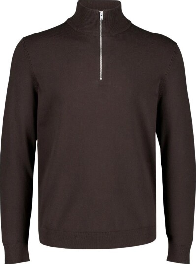 Lindbergh Soft Viscose Blend Half Zip Sweater Brown S Lindbergh Soft Viscose Blend Half Zip Sweater Brown S