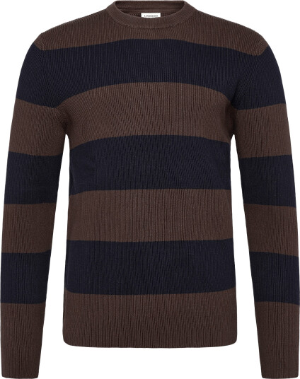 Lindbergh Rib Knitted Block Stripe O Neck Kni Brown S Lindbergh Rib Knitted Block Stripe O Neck Kni Brown S