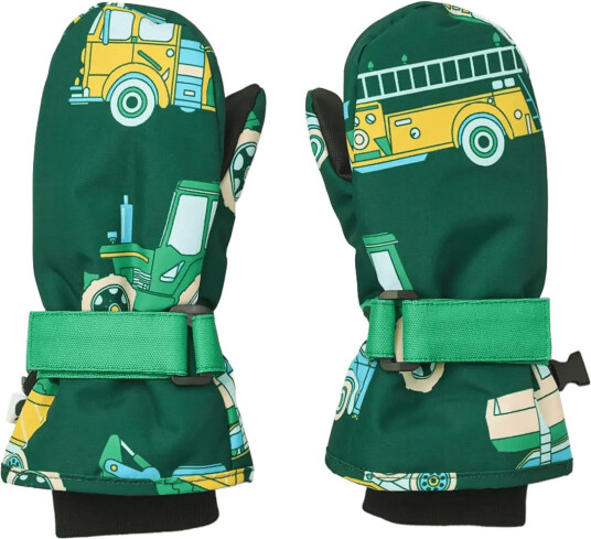 Småfolk Mittens With Vehicles Green 11 Småfolk Mittens With Vehicles Green 11
