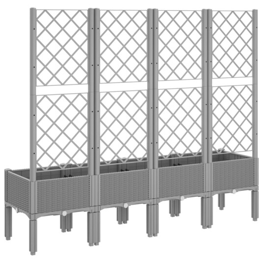 Plantekasse med espalier lysegrå 160x40x142 cm PP Plantekasse med espalier lysegrå 160x40x142 cm PP