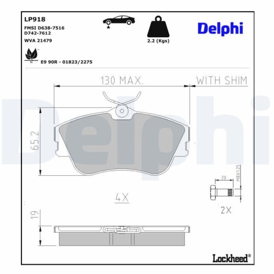 Bremseklosser DELPHI LP918 Bremseklosser DELPHI LP918