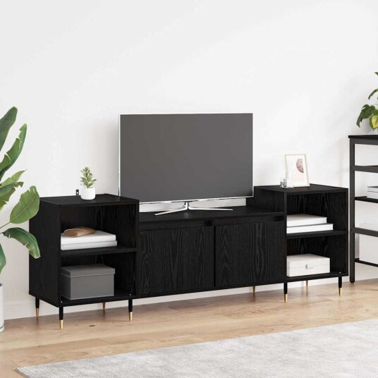 TV skap Svart Eik 160 x 35 x 55 cm Konstruert tre TV skap Svart Eik 160 x 35 x 55 cm Konstruert tre