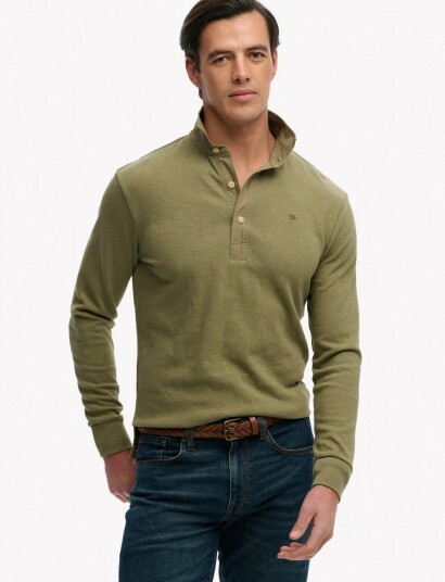 Superdry Classic Rugby Top   Khaki green   XXL